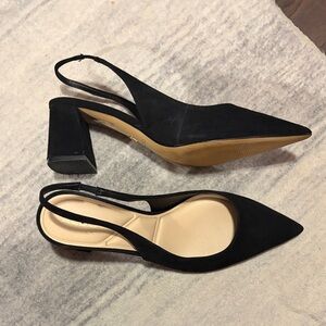 Aldo Black Pointed Slingback Block Heels